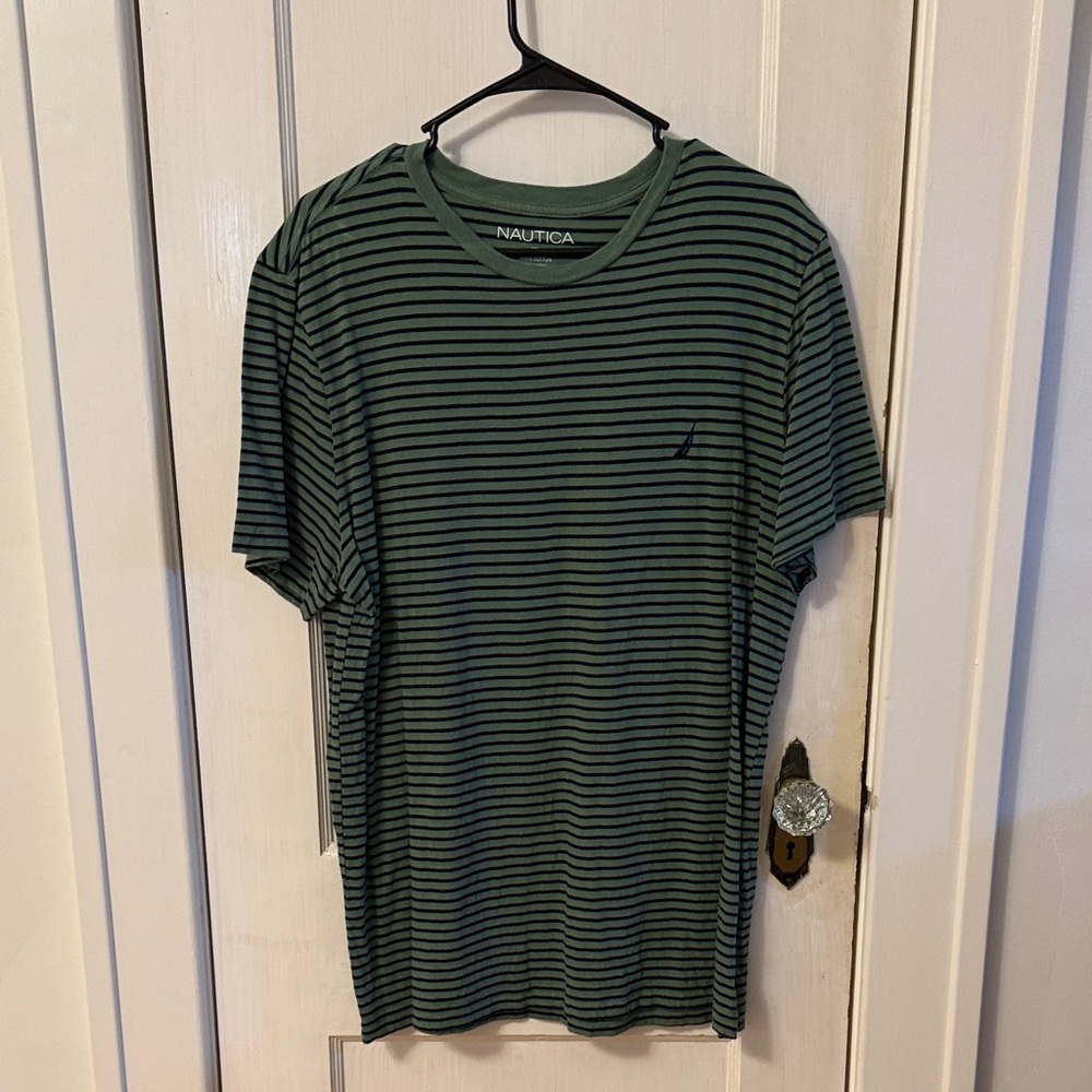Nautica Striped Short Sleeve LOT (4) - Green, Navy, Rust, Forest - Picture 4 of 10